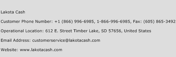 Lakota Cash Phone Number Customer Service