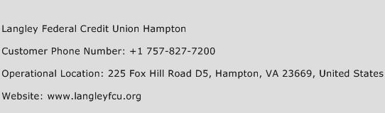 Langley Federal Credit Union Hampton Phone Number Customer Service