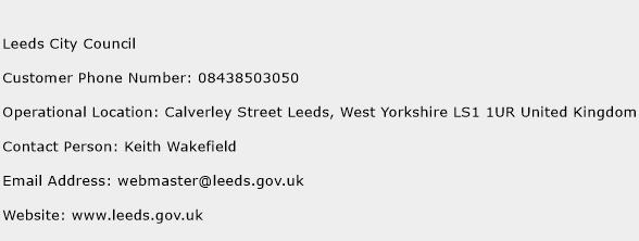 Leeds City Council Phone Number Customer Service