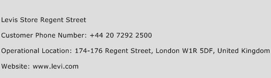 Levis Store Regent Street Phone Number Customer Service