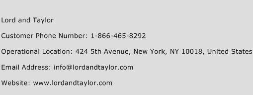 Lord and Taylor Phone Number Customer Service