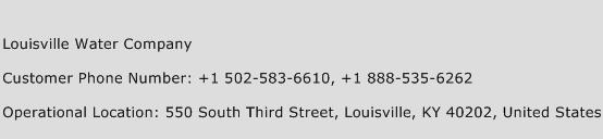 Louisville Water Company Phone Number Customer Service