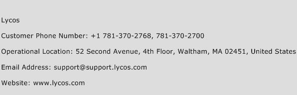 Lycos Phone Number Customer Service