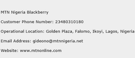 MTN Nigeria Blackberry Phone Number Customer Service