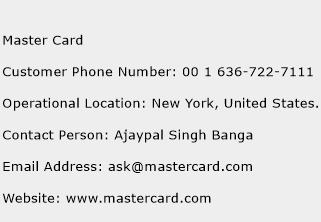 Master Card Phone Number Customer Service