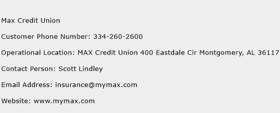 Max Credit Union Phone Number Customer Service