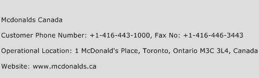 Mcdonalds Canada Phone Number Customer Service