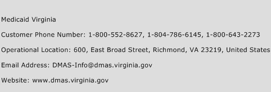 Medicaid Virginia Phone Number Customer Service