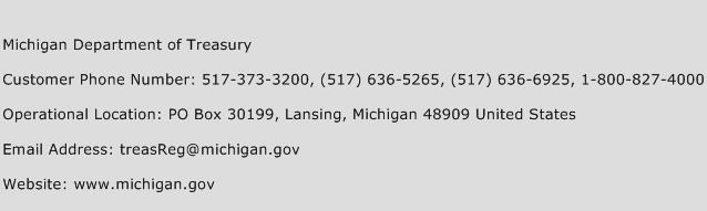 Michigan Department of Treasury Phone Number Customer Service