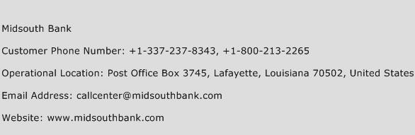 Midsouth Bank Phone Number Customer Service