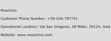 Moschino Phone Number Customer Service