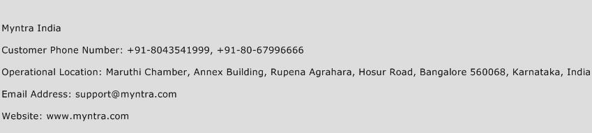 Myntra India Phone Number Customer Service