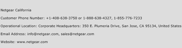 Netgear California Phone Number Customer Service