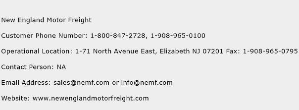 New England Motor Freight Phone Number Customer Service
