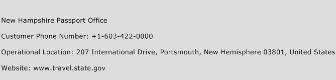 New Hampshire Passport Office Phone Number Customer Service