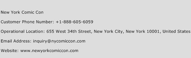 New York Comic Con Phone Number Customer Service