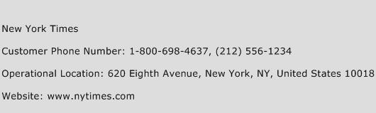 New York Times Phone Number Customer Service