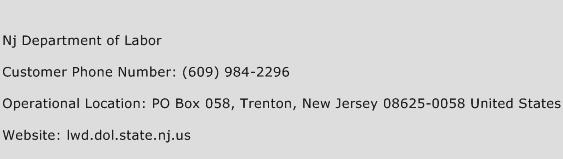 Nj Department of Labor Phone Number Customer Service