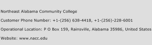 Northeast Alabama Community College Phone Number Customer Service