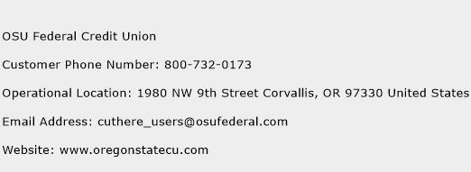 OSU Federal Credit Union Phone Number Customer Service