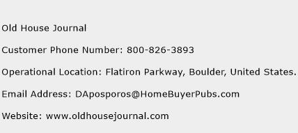 Old House Journal Phone Number Customer Service