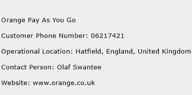 Orange Pay As You Go Phone Number Customer Service