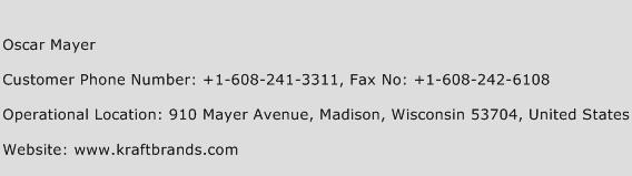 Oscar Mayer Phone Number Customer Service