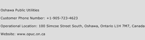 Oshawa Public Utilities Phone Number Customer Service