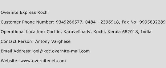 Overnite Express Kochi Phone Number Customer Service