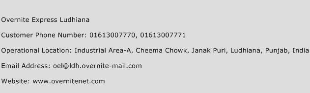 Overnite Express Ludhiana Phone Number Customer Service