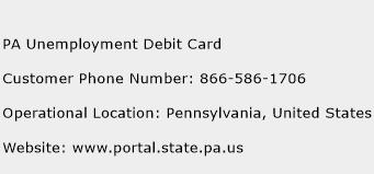 PA Unemployment Debit Card Phone Number Customer Service