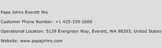 Papa Johns Everett WA Phone Number Customer Service