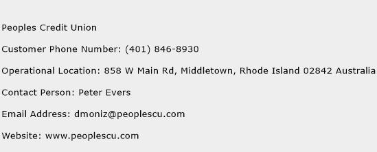 Peoples Credit Union Phone Number Customer Service