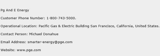 Pg And E Energy Phone Number Customer Service