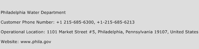 Philadelphia Water Department Phone Number Customer Service