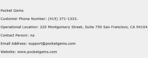 Pocket Gems Phone Number Customer Service