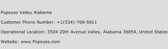 Popeyes Valley Alabama Phone Number Customer Service