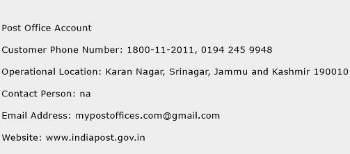 Post Office Account Phone Number Customer Service