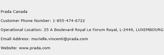 Prada Canada Phone Number Customer Service