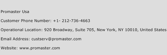 Promaster Usa Phone Number Customer Service