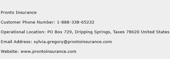 Pronto Insurance Phone Number Customer Service