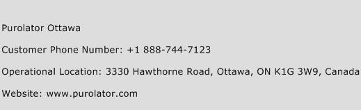 Purolator Ottawa Phone Number Customer Service