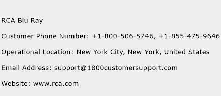 RCA Blu Ray Phone Number Customer Service