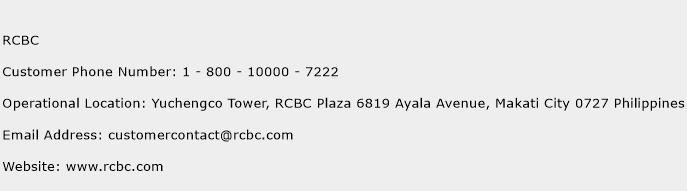 RCBC Phone Number Customer Service