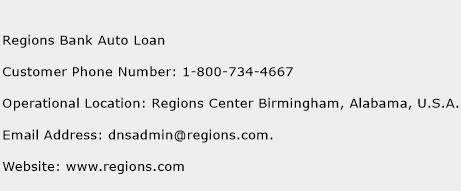 Regions Bank Auto Loan Phone Number Customer Service