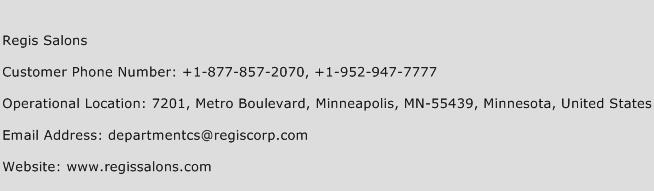 Regis Salons Phone Number Customer Service