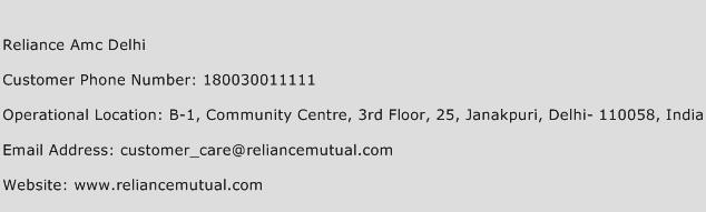 Reliance Amc Delhi Phone Number Customer Service