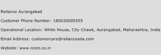 Reliance Aurangabad Phone Number Customer Service