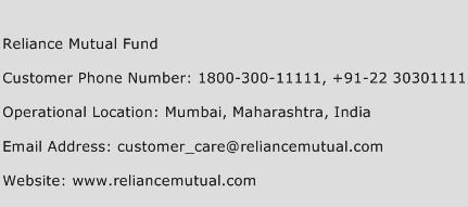 Reliance Mutual Fund Phone Number Customer Service