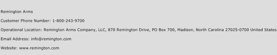 Remington Arms Phone Number Customer Service